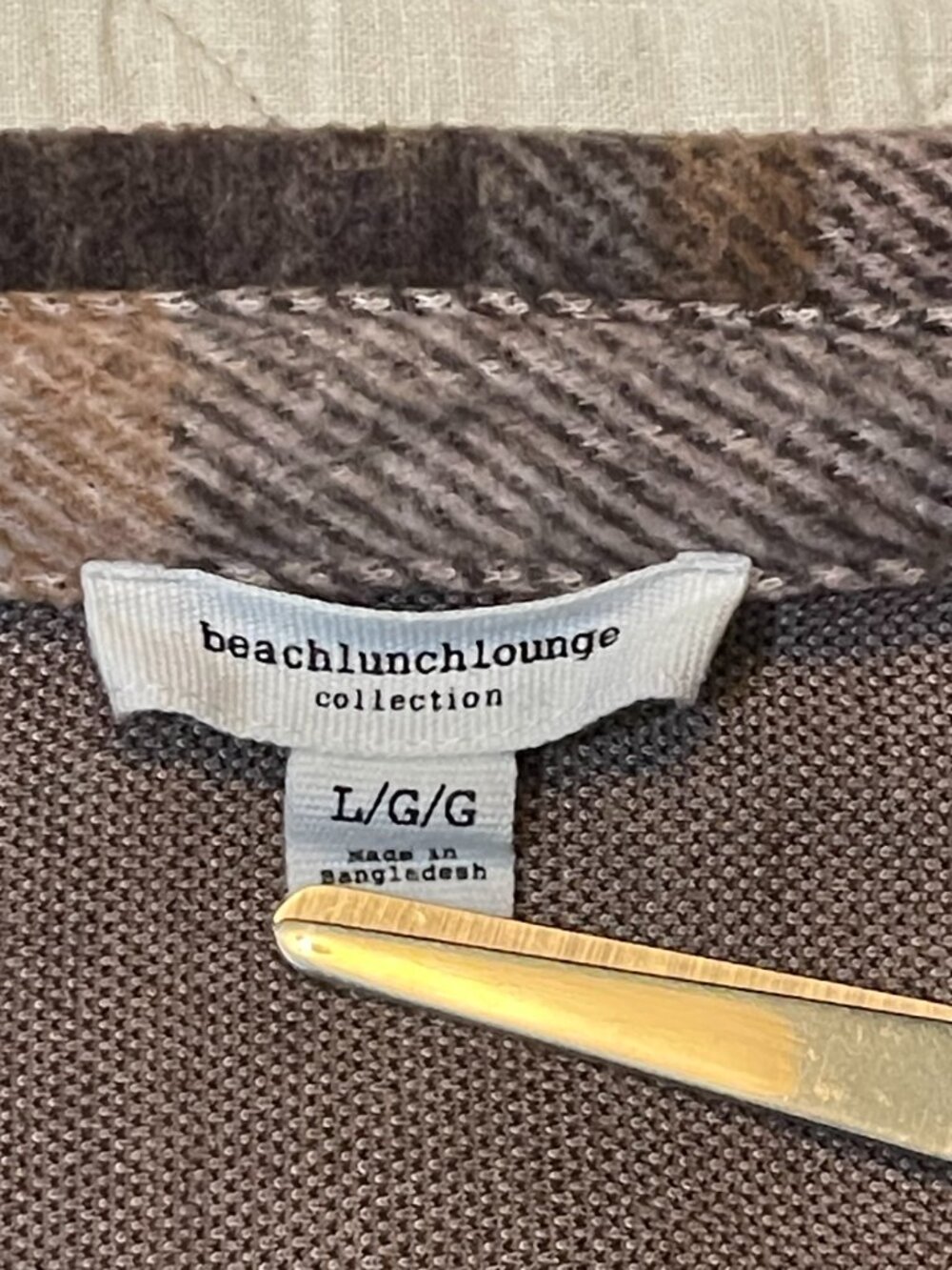 beachlunchlounge LG Flannel Cozy Burg/Pnk/Org Plaid L/S Dbl Pocket B-Down Shirt - Picture 2 of 16